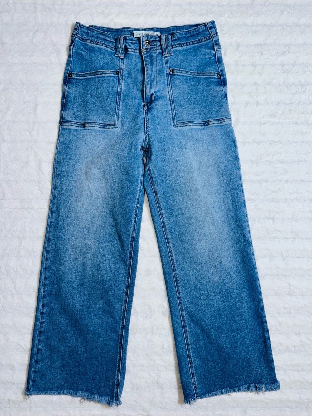 Altar'd State Women's Mid Blue Wide-Leg Denim Jeans - 28